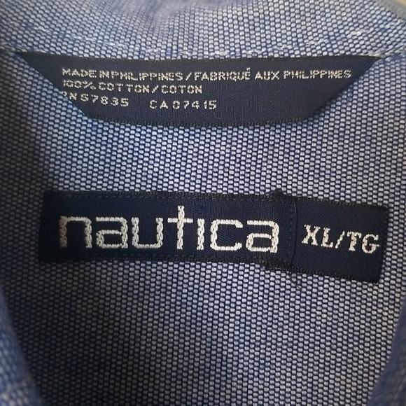 NAUTICA Long Sleeve Cotton Button Down Chambray Shirt with Pocket, Size XL/TG - Picture 3 of 6